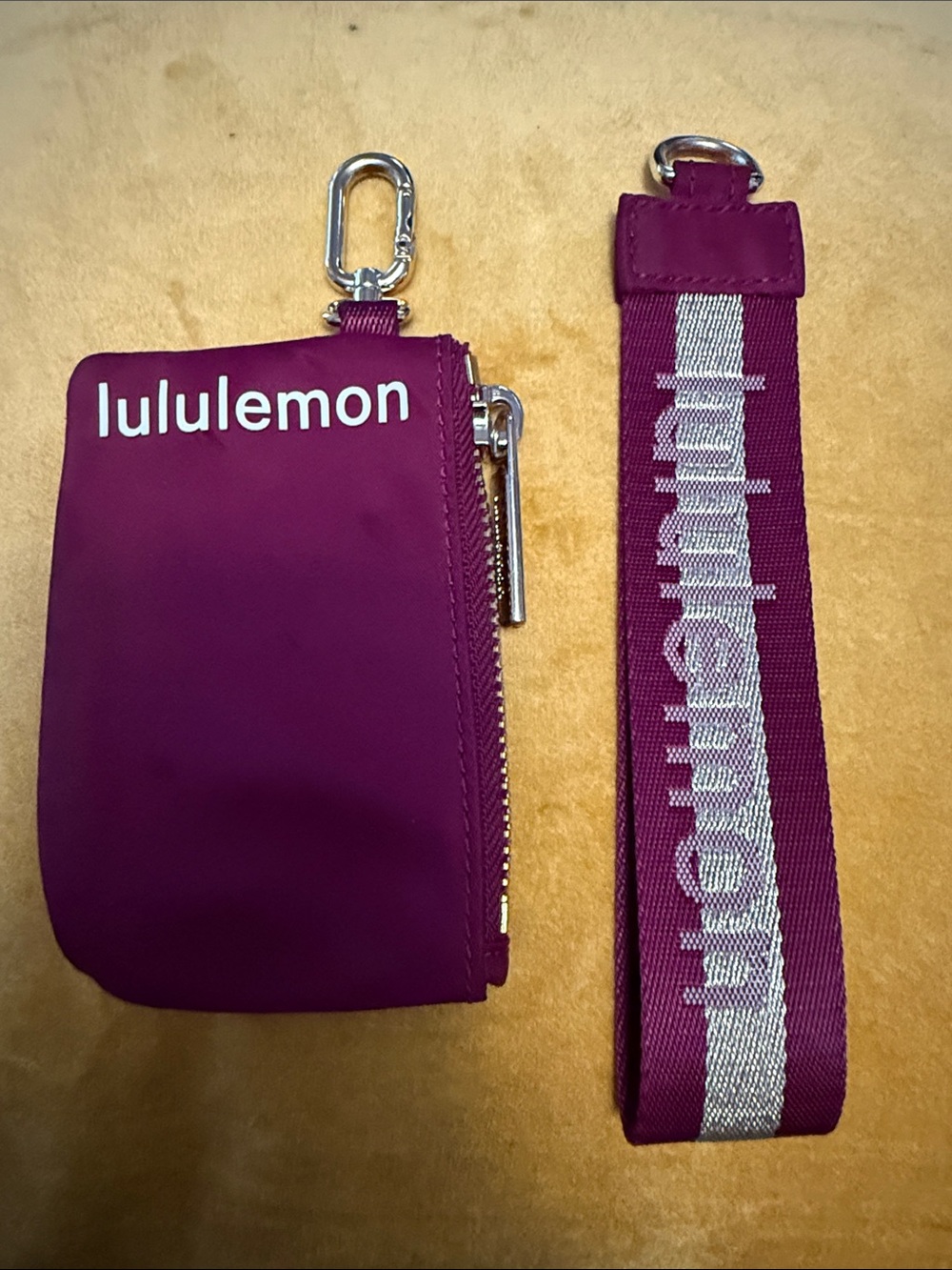 lululemon athletica Magenta Key Pouch with Logo Wrist Strap